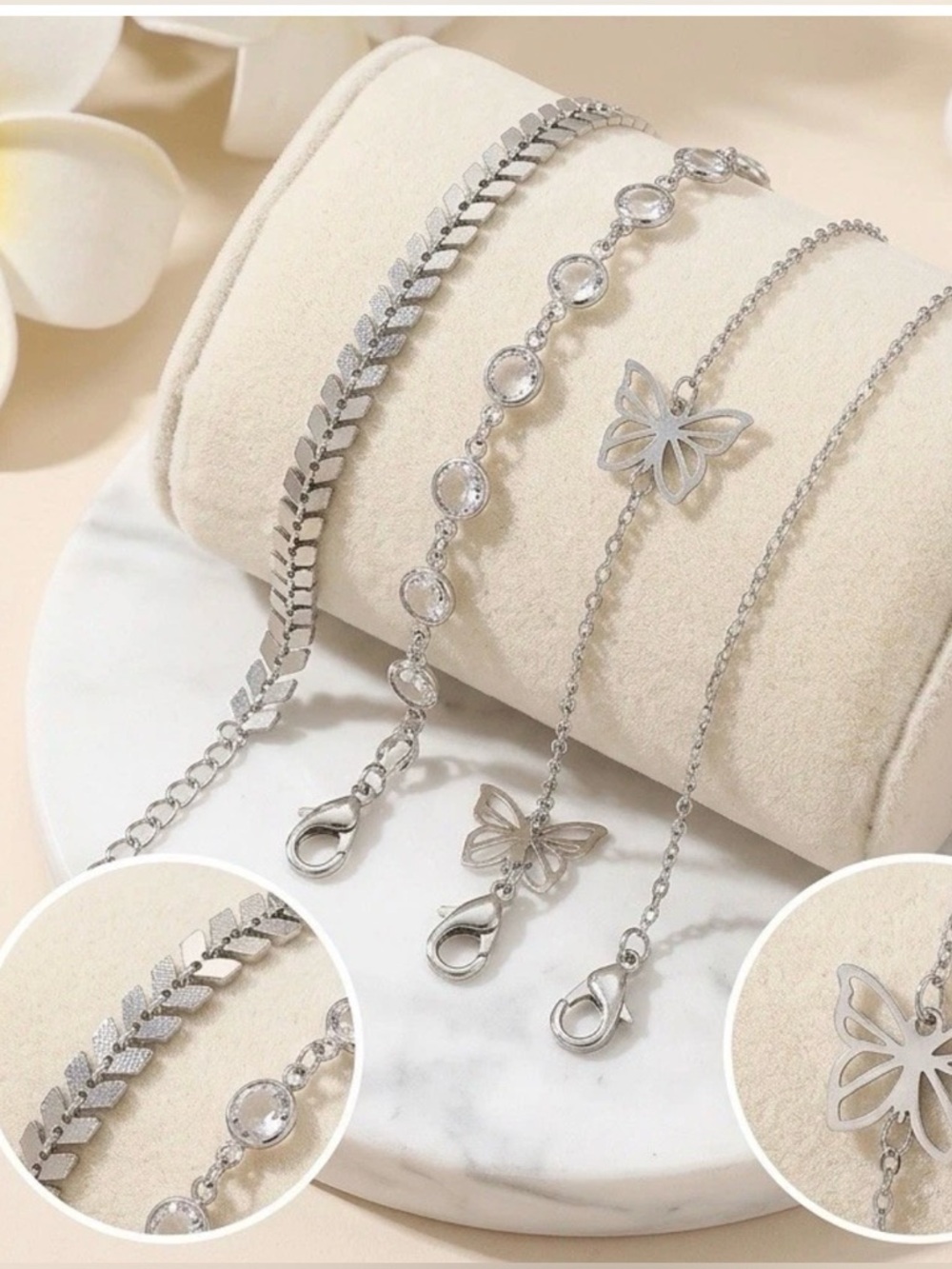 Silver Butterfly Anklet Set
Elevate your summer style with this jewelry.
